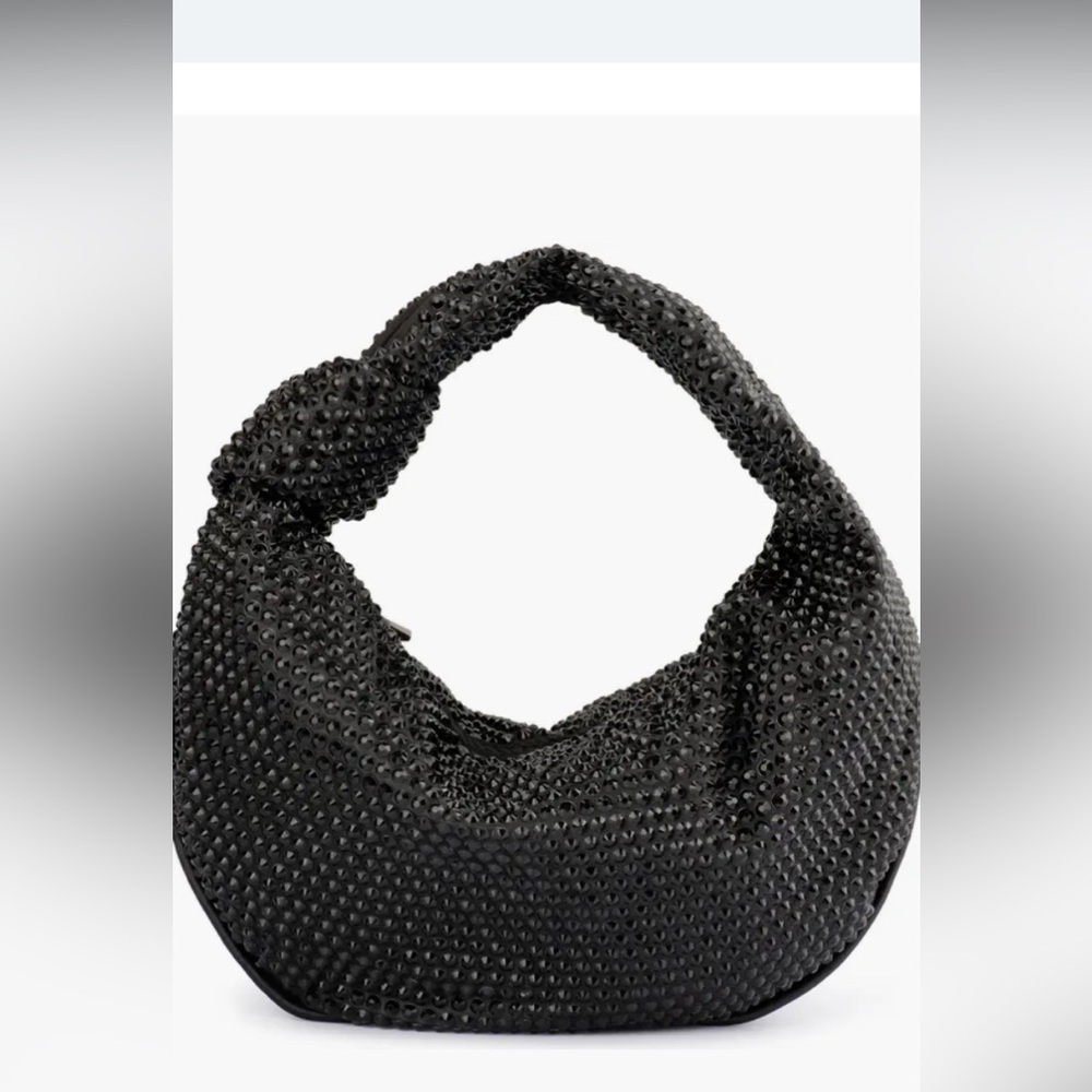 Juliana Crystal Top Handle Bag Olga Berg Black Evening Designer Croissant Mini — image 2 of 8